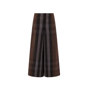 Brown Cotton Casual Pants