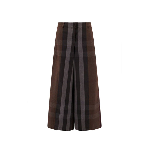 Brown Cotton Casual Pants