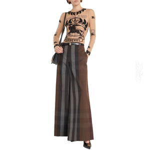 Brown Cotton Casual Pants