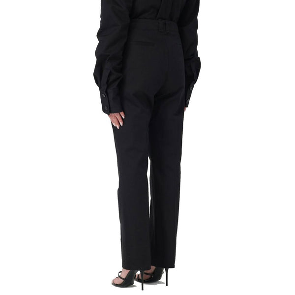 Black Cotton Casual Pants