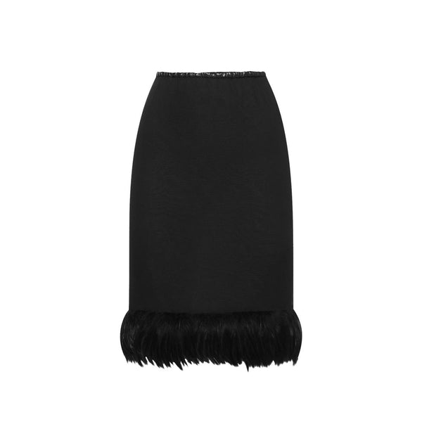 Black Silk Midi Skirt