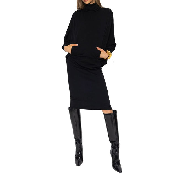 Black Wool Casual Dress