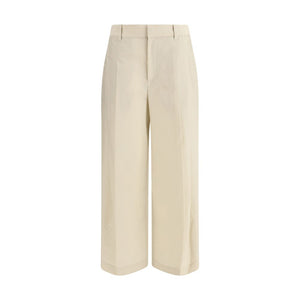 Beige Cotton Casual Pants