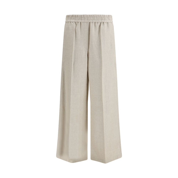 Beige Linen Casual Pants