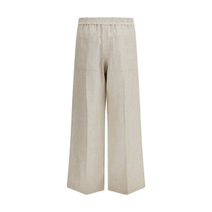 Beige Linen Casual Pants