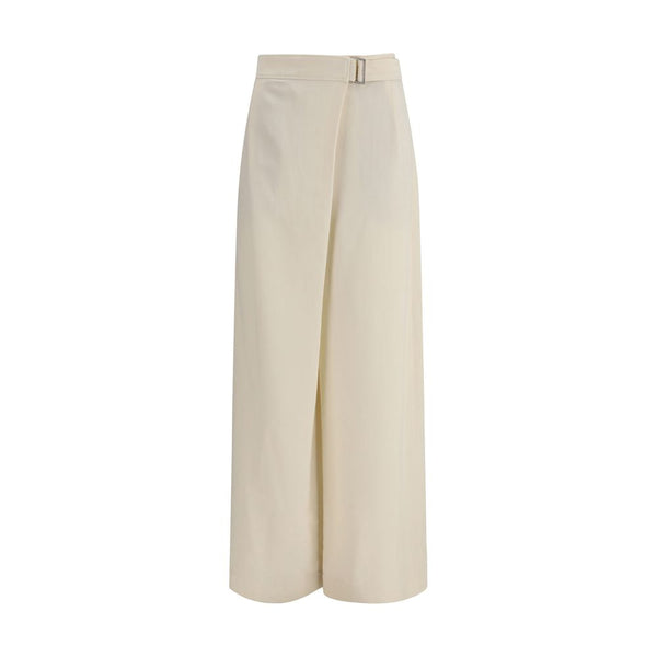 Beige Viscose Casual Pants