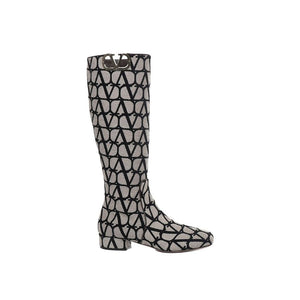 Beige Fabric Ankle Boots