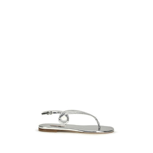 Silver Calf Leather Bos Taurus Flat Sandals