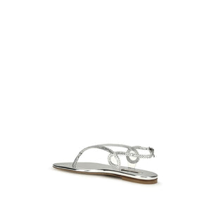 Silver Calf Leather Bos Taurus Flat Sandals