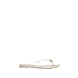 Gold Polyurethane Flat Sandals