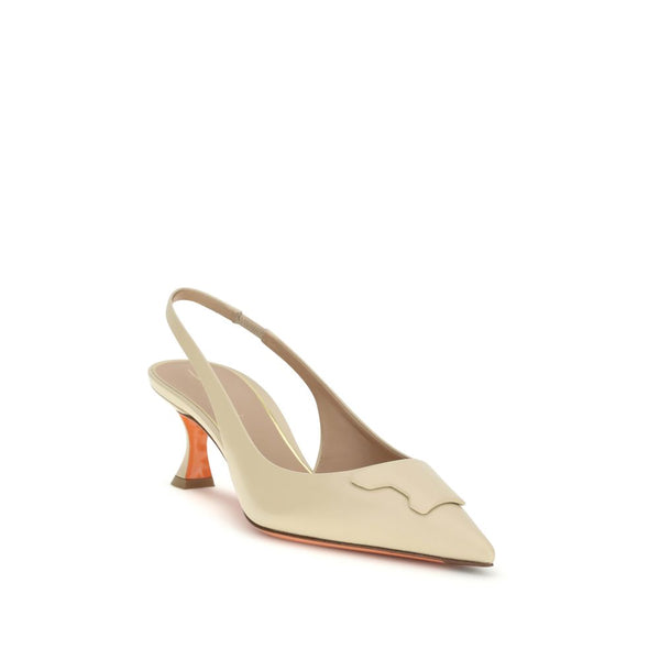 Beige Calf Leather Bos Taurus Mid Heel Pumps