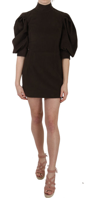 Brown Corduroy Bodycon Cotton Mini Dress