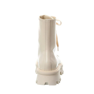 White Calfskin Lace-Up Boots