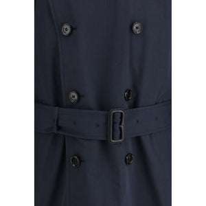 Blue Polyester Trench Coat