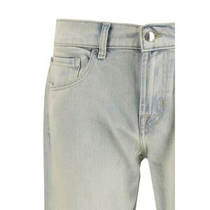 Beige Cotton Bootcut Jeans