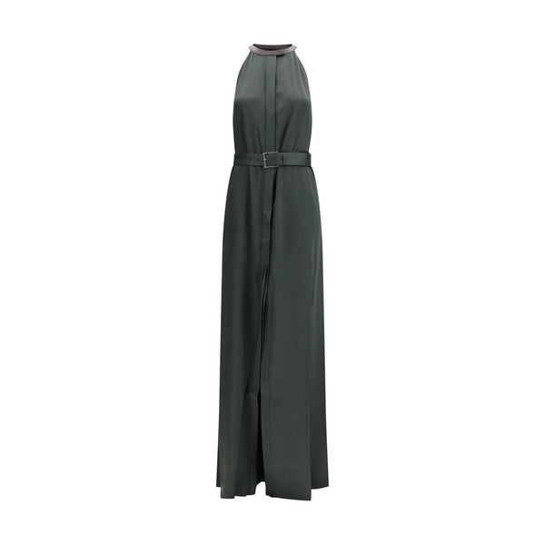 Bicolor Acetate Long Dress