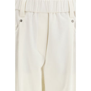 Beige Cotton Casual Pants