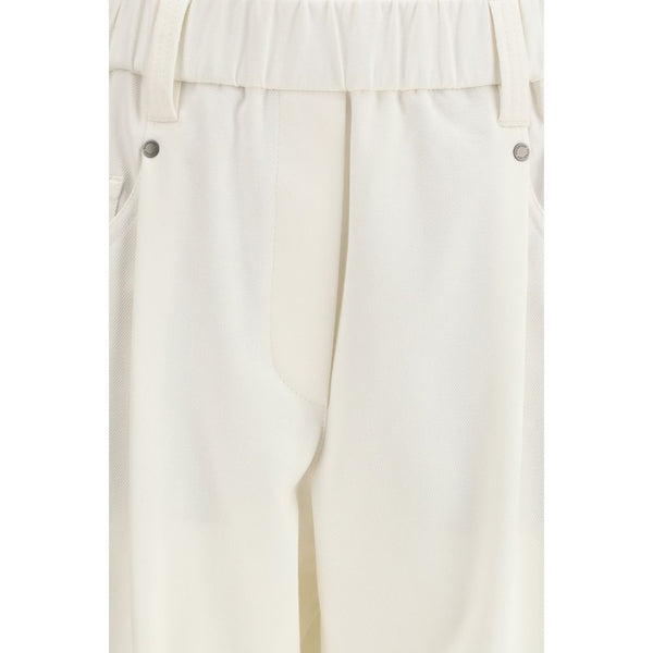 Beige Cotton Casual Pants