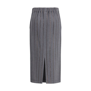 Gray Cotton Midi Skirt