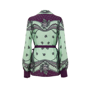 Green Silk Pattern Shirt