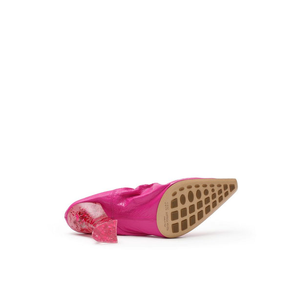 Fuchsia Leather Slippers