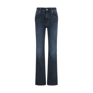 Blue Cotton Flared Jeans