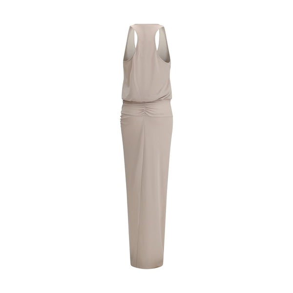 Gray Polyester Long Dress