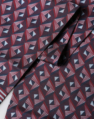 Multicolor Geometric Pattern Silk Fringe 142cm X 15cm Scarf