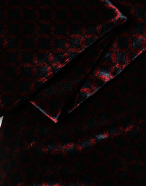 Black Red Rayon Geometric Pattern Fringe 140cm X 16cm  Scarf