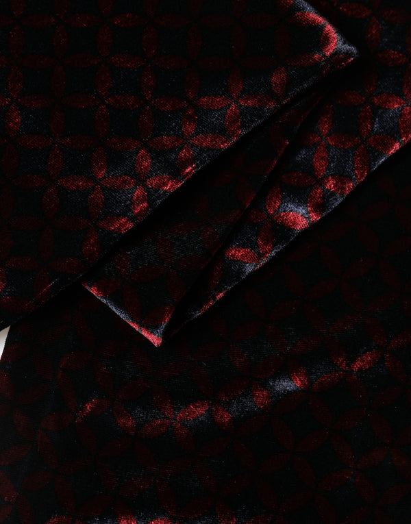 Black Red Rayon Geometric Pattern Fringe 140cm X 16cm  Scarf