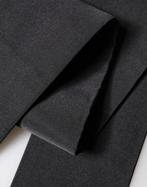 Black Silk Fringe Neck Wrap Foulard 160.5cm x 8cm  Scarf