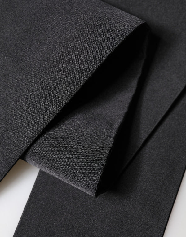 Black Silk Fringe Neck Wrap Foulard 160.5cm x 8cm  Scarf