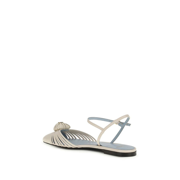 Beige Calf Leather Bos Taurus Flat Sandals