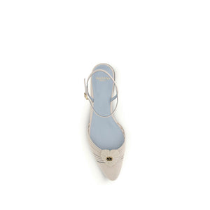 Beige Calf Leather Bos Taurus Flat Sandals