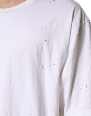 White Cotton Crewneck Short Sleeve T-Shirt