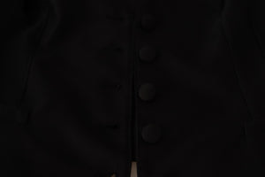 Solid Black Silk Sleeveless Waistcoat Vest Top