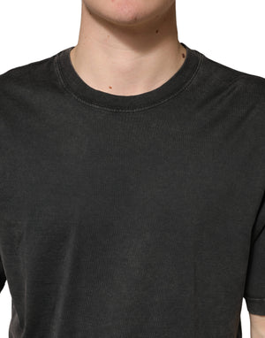 Black Cotton Crewneck Short Sleeve  T-Shirt