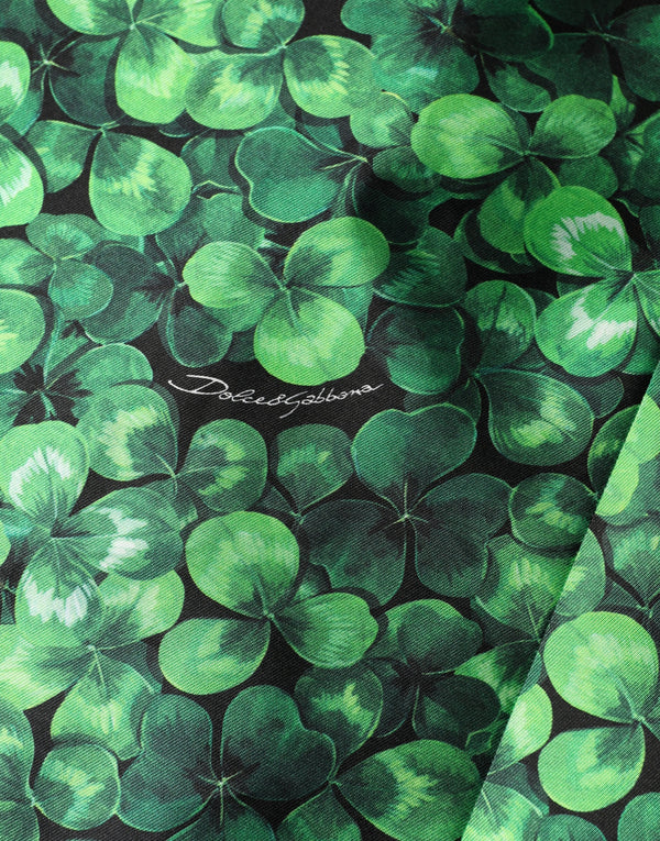 Green Clover Print Sleeveless A-Line  Dress