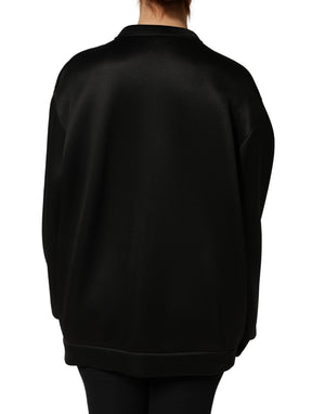 Black Embellished Logo Crystal Sweatshirt Top