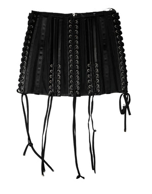 Black Lace-Up Waist Cincher Bustier Corset Top