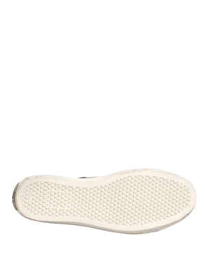 Black White Canvas Logo Mid Top Sneakers Shoes