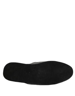 Grey Herringbone Cashmere Red Slippers Shoes