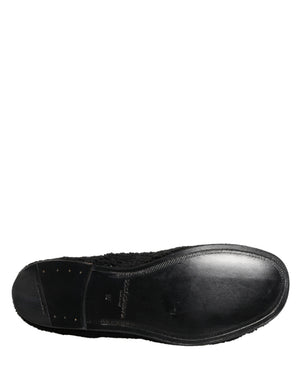 Men Black Riccio Shearling Dress Derby Shoes