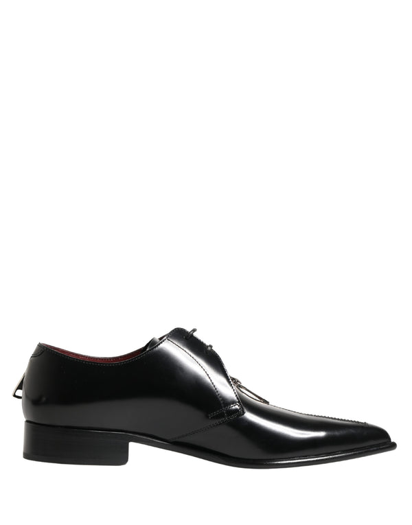 Men Black Lace-Up Leather Zip Dress Derby Shoes