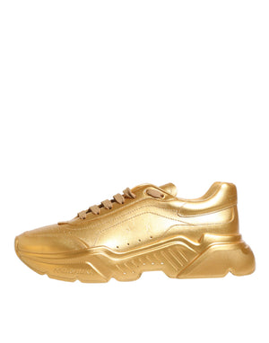 Gold Leather Daymaster Chunky Sneakers Shoes