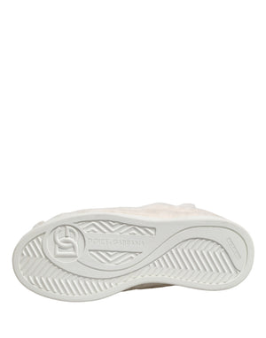 White Shearling Fur Bianco Low Top Sneakers Shoes