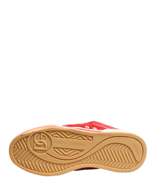 Red White Suede DG Logo Low Top Sneakers Shoes
