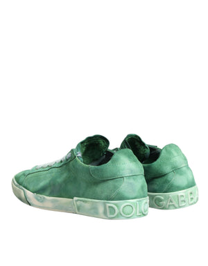 Green Suade DG Logo Sole Low Top Sneakers Shoes