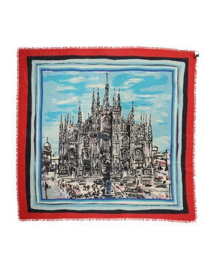 Multicolor Milano Print Cashmere 134cm x 130cm Men Scarf