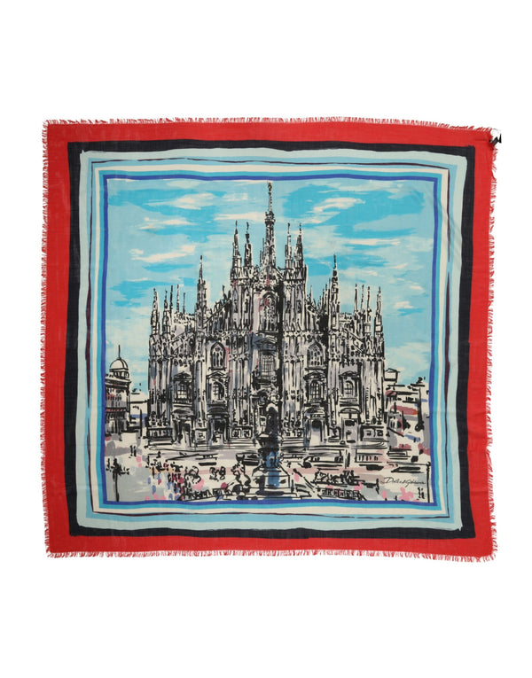 Multicolor Milano Print Cashmere 134cm x 130cm Men Scarf